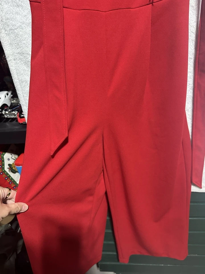 Calvin Klein Red Sleeveless V Neck Wide Leg Jumpsuit Women's Size 4 - Image 3 of 4