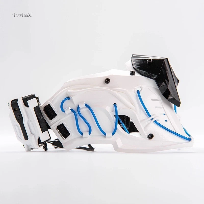 Yinhu Original Half Face Cyberpunk Mask, Mechanical Ninja Cosplay Prop Men Women - Image 3 of 4