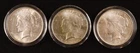 Set of 3 - 1922 Peace Silver Dollars - BU Conditions with Super Appearances