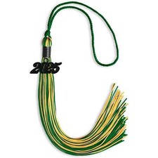Endea Graduation Green/Gold Mixed Color Tassel With Black Date Drop