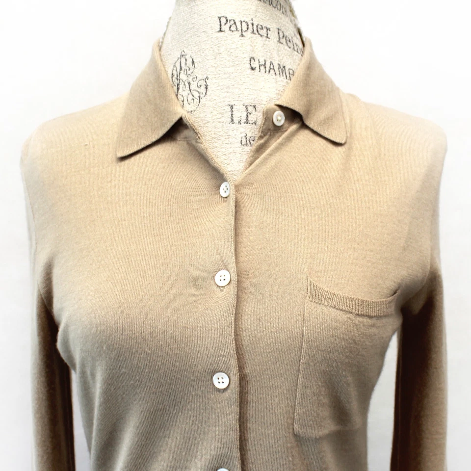 Ralph Lauren Vintage Negro Etiqueta Lana/Cachemira/Seda Blusa Top Camisa Bolsillo Med Foto 3 de 4