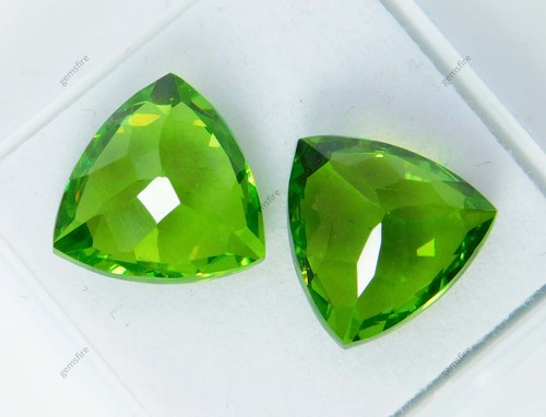 Par de piedras preciosas verdes de 19 quilates NATURAL corte trillón CERTIFICADAS - Imagen 8 de 8