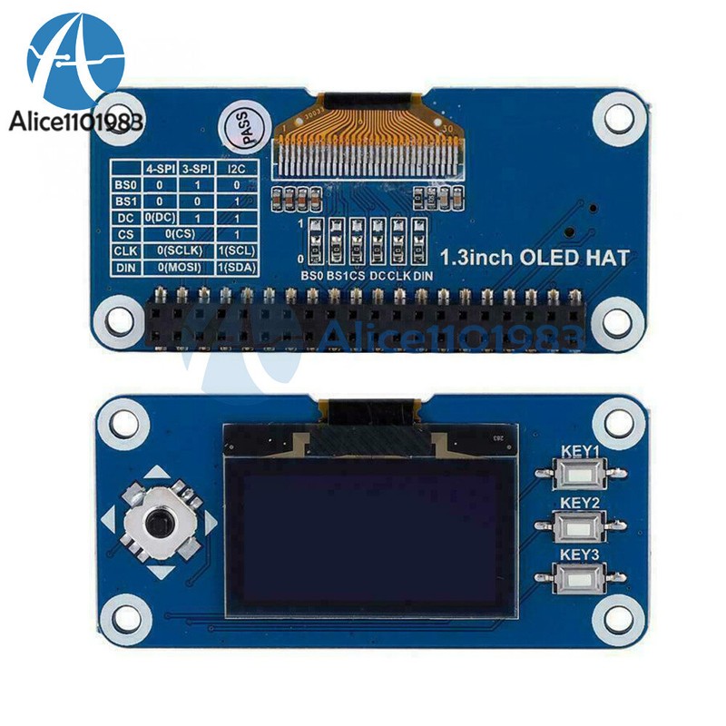 1.3 inch OLED Display HAT Expansion Board For Raspberry Pi 2B/3B for Zero W 4