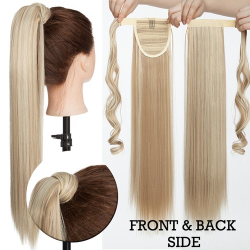 Real 100% Natural Thick Human Clip in ponytail hair extensions Wrap Pony tail AI - Picture 19 of 39