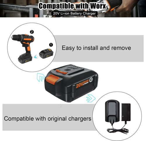 2X 8000mAh 20V MAX 8,0Ah Batería Para Worx Original Batería De Repuesto WA3553 WA3556 WA3551 - Imagen 14 de 16