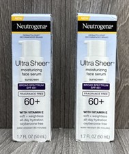2 Neutrogena Ultra Sheer SPF60 Moisturizing Face Serum Lotion 1.7oz EXP 01/2027