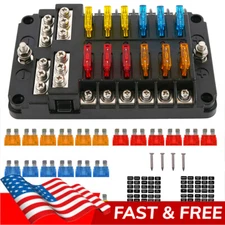 12-Way Blade Fuse Box Block Holder LED Indicator 12V 32V Auto Marine Waterproof