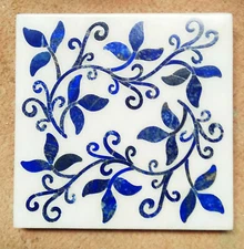 18'' white Marble Table Top center Coffee malachite Inlay decor home antique q70