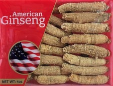 Hand-selected A Grade American Ginseng Root Medium Thin-Short Size 4 Oz. Box 