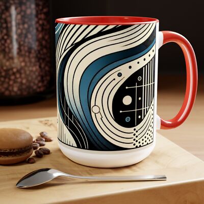 Abstract Rhythm Coffee Mug - Modern Artistic - Blue & Cream Aesthetic  Design | eBay