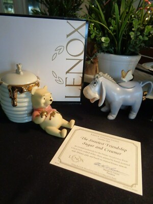 LENOX Disney POOH THE SWEETEST FRIENDSHIP SUGAR and CREAMER Pooh Eeyore w COA | eBay