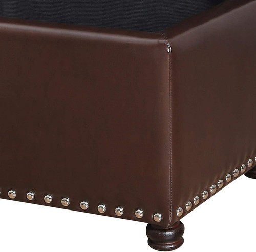 Joveco Leather Storage Ottoman Bench Rectangle 24 Inch Foot Rest Ottomans(Brown) - Picture 8 of 8