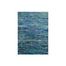 2' x 3' Vivid Blue Plain Solid Design Hand Knotted Pure Sari Silk Mat Rug R76103