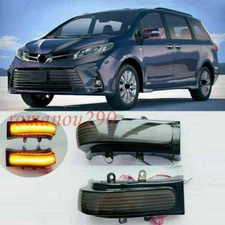 For Toyota Sienna 2011-2020 Smoky Rearview Mirror Led Side Turn Signals Light