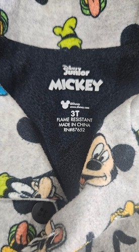 Disney Jr. Mickey, Goofy, Donald Duck Long Sleeve Button Down Pj’s Unisex Sz 3T - Picture 4 of 5