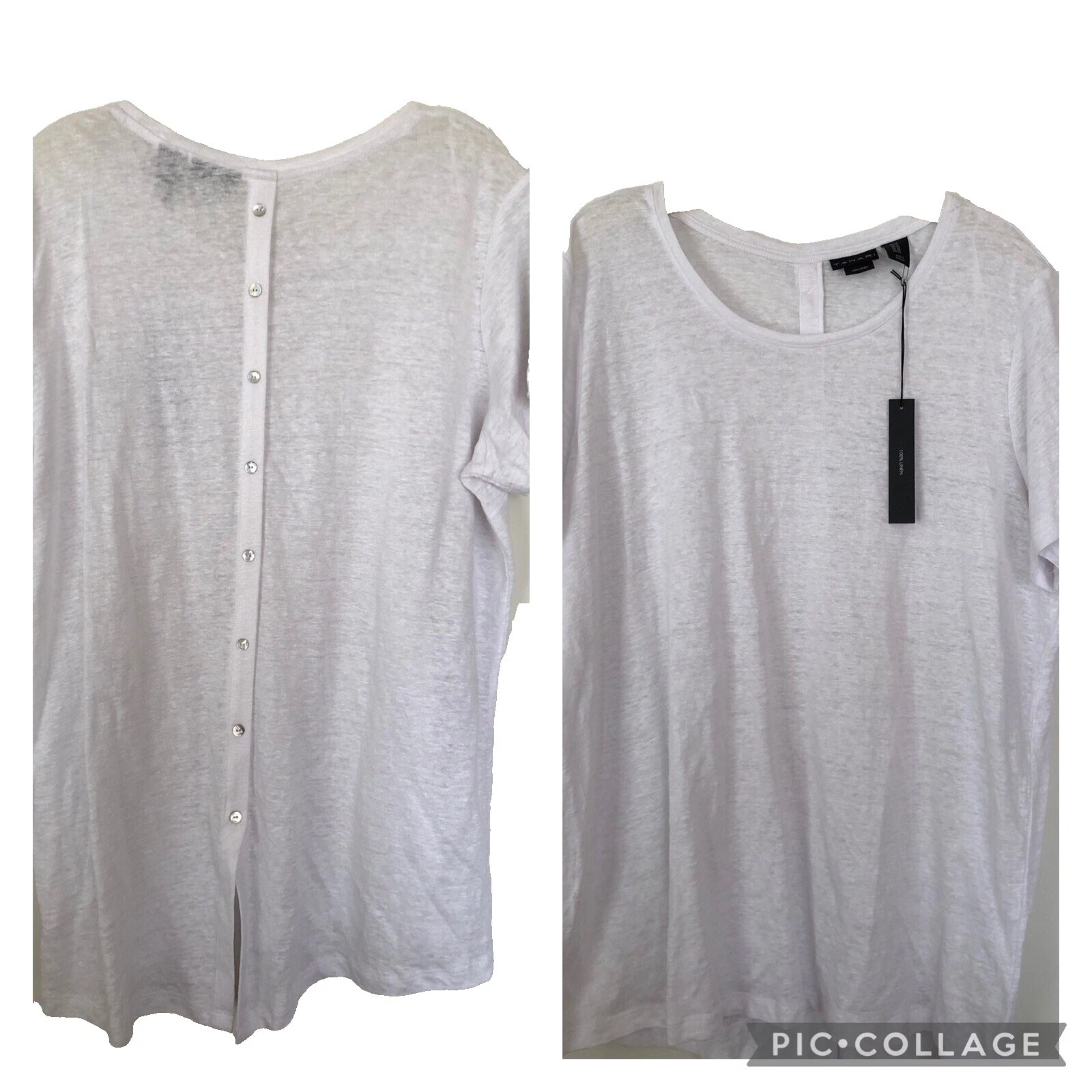 Top de Lino Blanco Tahari para Mujeres