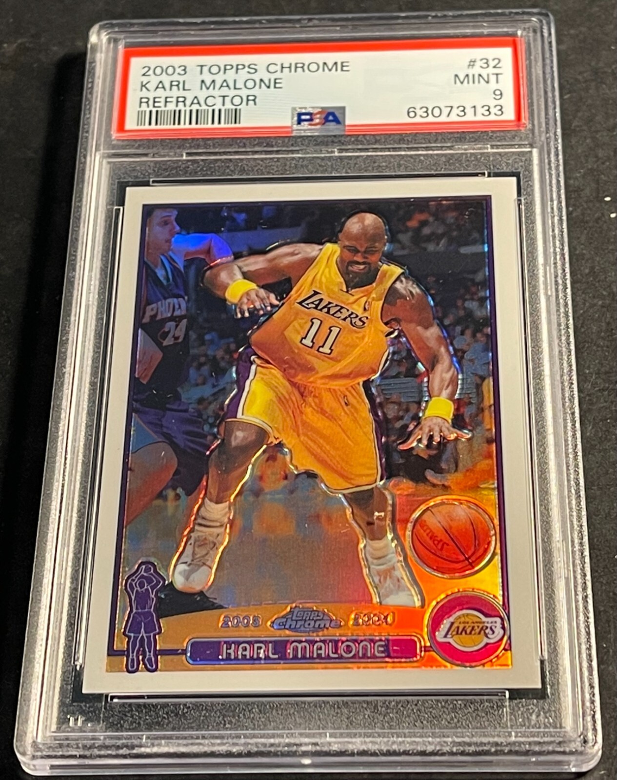 2003 KARL MALONE TOPPS CHROME REFRACTOR #32 PSA 9 JAZZ HOF POP 8