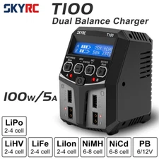 SKYRC T100 AC Lipo Battery Balance Charger Dual 5A 2X50W 2-4S RC Car Charger