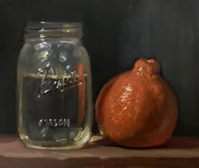 “Tangelo & Jar of water” NOAH VERRIER Still life oil painting, Signed print