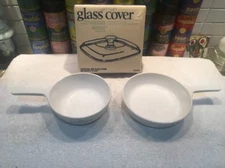 Corning Ware Cornflower 6.5" Skillet P83-B, 1 pt Saucepan P81-B & NIB Square Lid