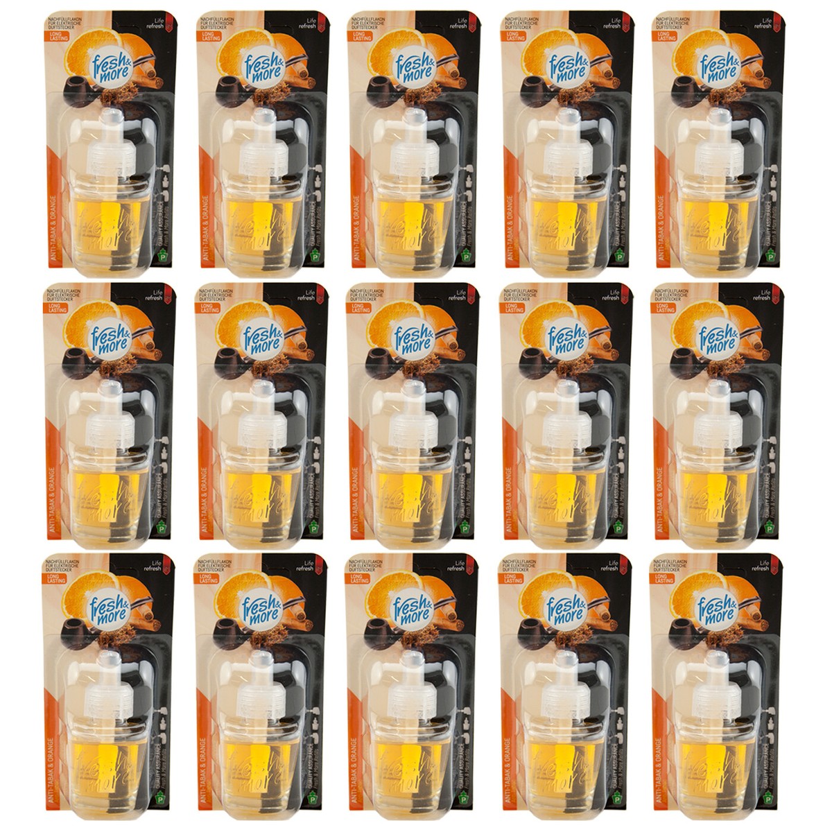 fresh & more ANTI TABAK & ORANGE 15 x 19ml Duftstecker Steckdose Lufterfrischer
