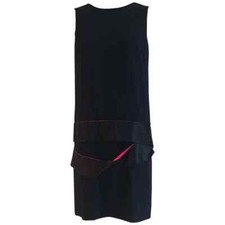 Alexander McQueen 2008 Black Drop Waist Dress with Pink Silk Band Detail IT 40 4