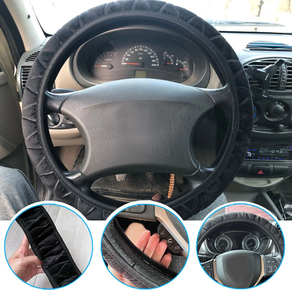 Car Steering Wheel Cover Soft Plush Warm Anti-slip 15''/38cm Auto Accessories — 第 4/4 张图片