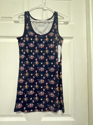 TIME AND TRU top shirt  L 10 Bust 30 Length 27 Blue Multi Floral Fitted NEW NWT