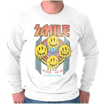 Smile Melting Happy Faces Alive Worldwide Long Sleeve Tshirt for Men or Women