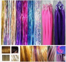 NEW 40" Hair Tinsel 300 Strands 7 Colors  18" Micro Rings Loop HumanHair 20 PCS