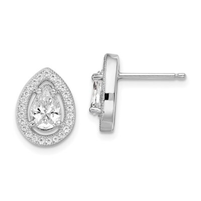 9mm Brilliant Embers 52 Stone Pear Halo Micro Pave CZ Teardrop Earrings