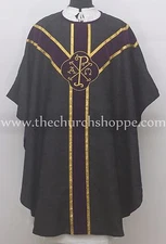 BLACK with VIOLET clergy Gothic vestment &mass &stole set,Gothic chasuble,casula
