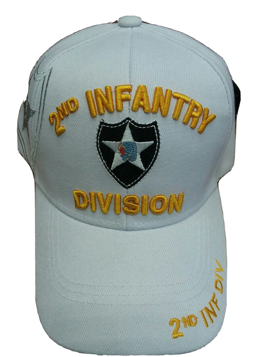 2nd Infantry Division Army Military Baseball Cap White Embroidered