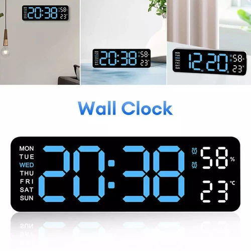 LED Large Digital Wall Desk Clock Desk Alarm Clock Temperature Date Week Display - Picture 13 of 15