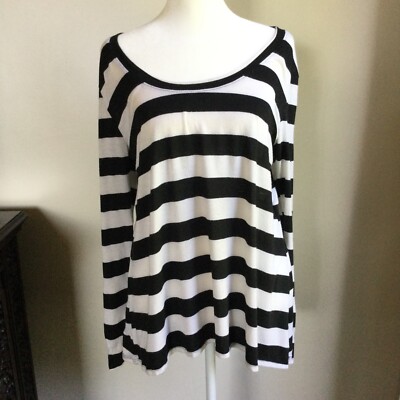 PAYTON JENSEN Tunic Black & White Long Sleeve Stripe Size M