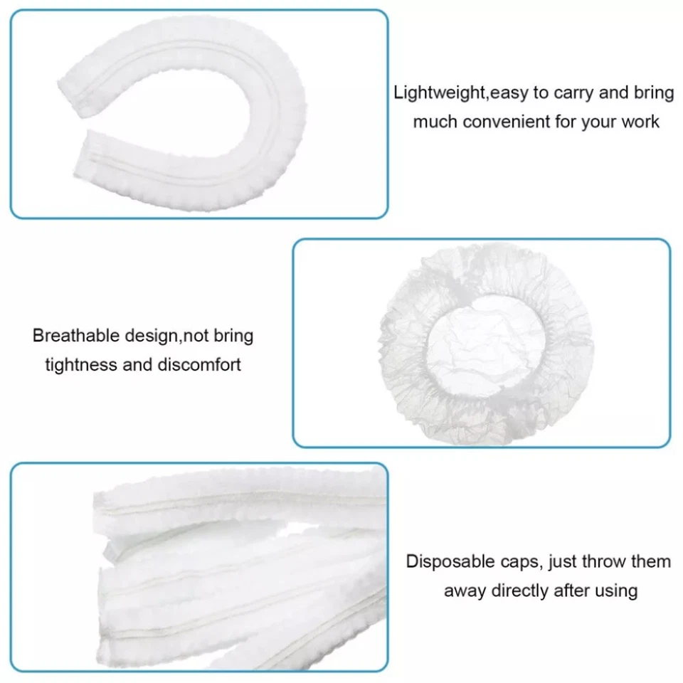 Red de pelo desechable 100 piezas cabeza no tejida bouffant gorra de pelo 21" Foto 2 de 4