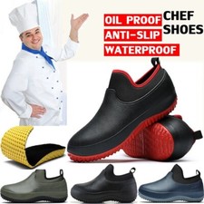 Mens Womens Non-slip Chef Shoes Slip on Work Boots Oilproof Kitchen Safety Shoes