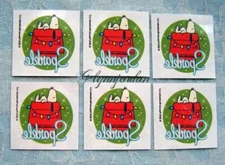 Peanuts Gang Christmas Snoopy Doghouse Temporary Tattoos 6 Squares NEW (1013)
