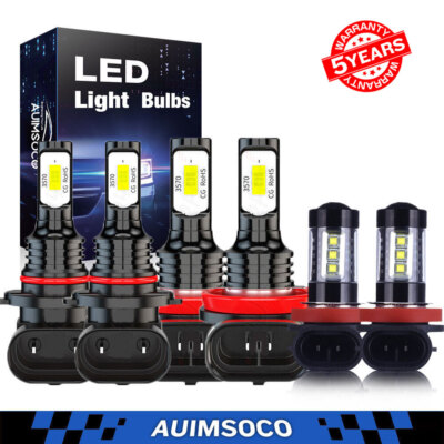For 2011-2019 Toyota Highlander Combo LED Headlights High Low Fog Light 6000K OO