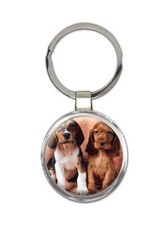 Dogs : Gift Round Keychain Pet Animal Puppy Cute Funny Canine Pets