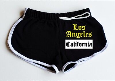 Funny Halloween Women's Black Shorts White Edges Los Angeles California SQ 