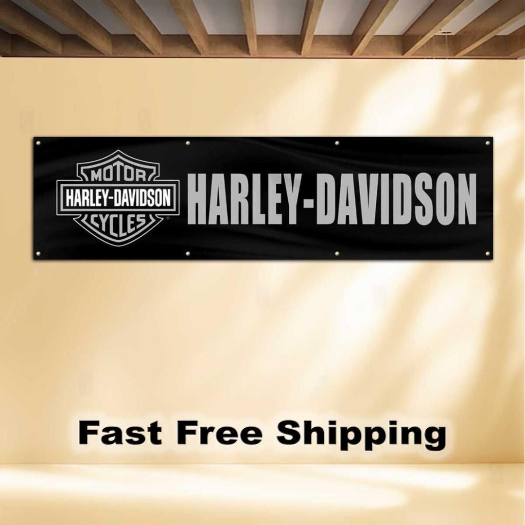 Harley Davidson Motorcycle Flag 2X8 ft Wall Banner