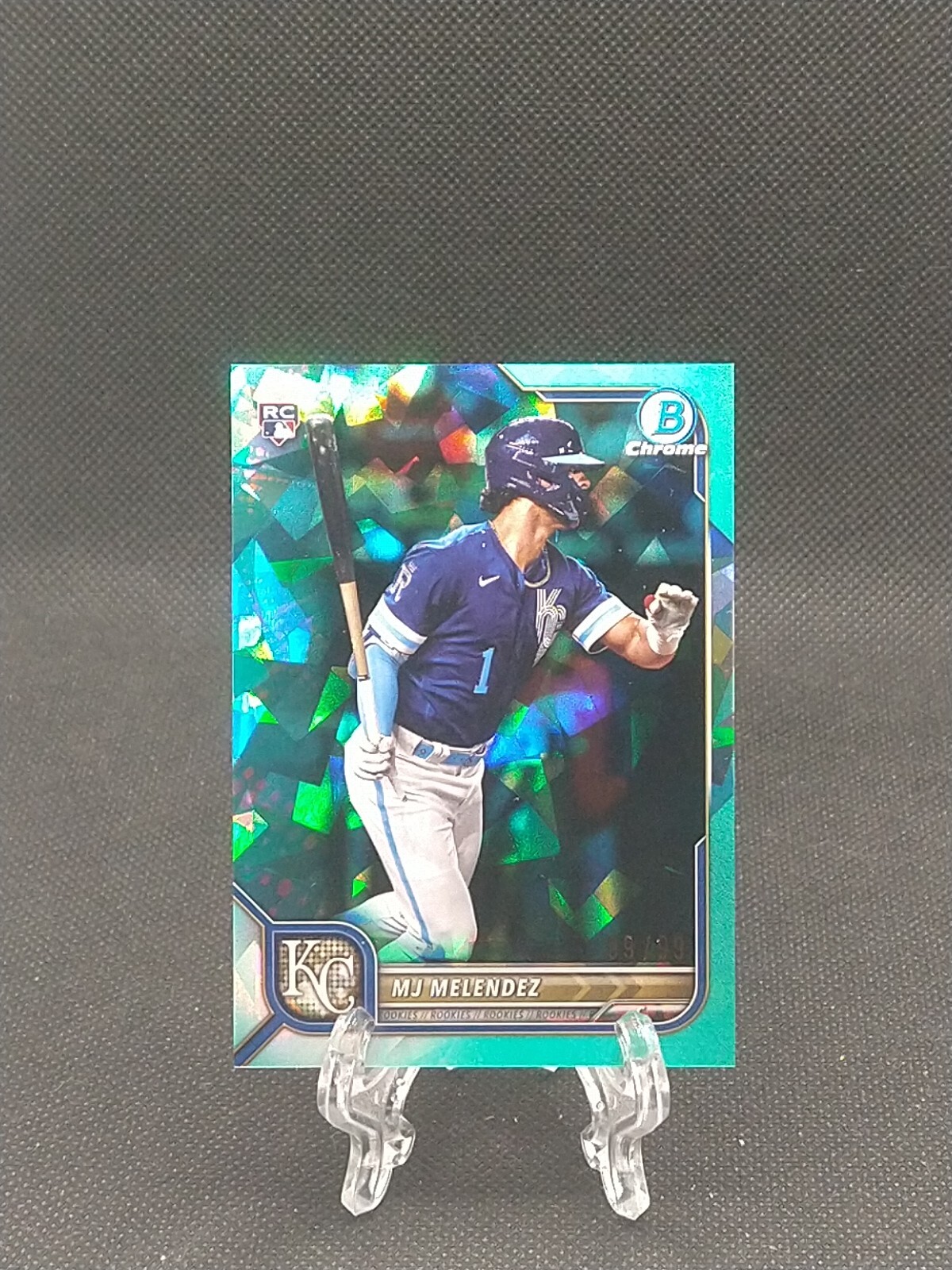 2022 Bowman Chrome Sapphire MJ Melendez RC #25 Rookie Aqua Refractor /99 ROYALS