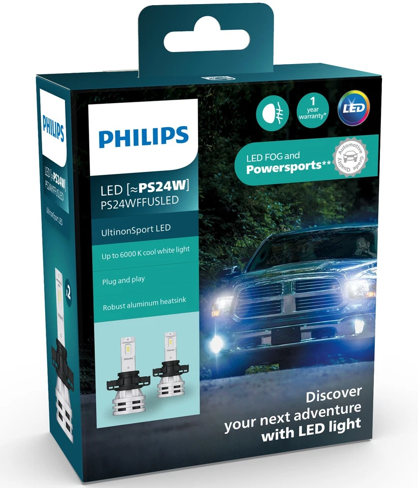 Philips UltinonSport LED White PSX24W 2504 Two Bulbs DRL Light Replacement Stock - Изображение 2 из 4