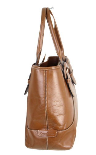 Cole Haan TAN BROWN GENUINE LEATHER TOTE BUSINESS SHOULDER BAG HANDBAG PURSE - Picture 2 of 14