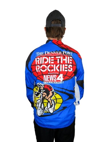 Aussie Cycling Bike Jersey Denver Post Long Sleeve Wind Jacket Mens Large - Picture 2 of 10