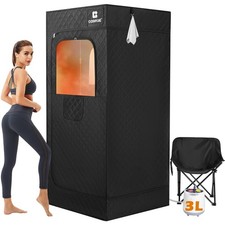 Portable Steam Sauna Box with Red Light for Home with 1200W 3L Steamer, Comfo...
