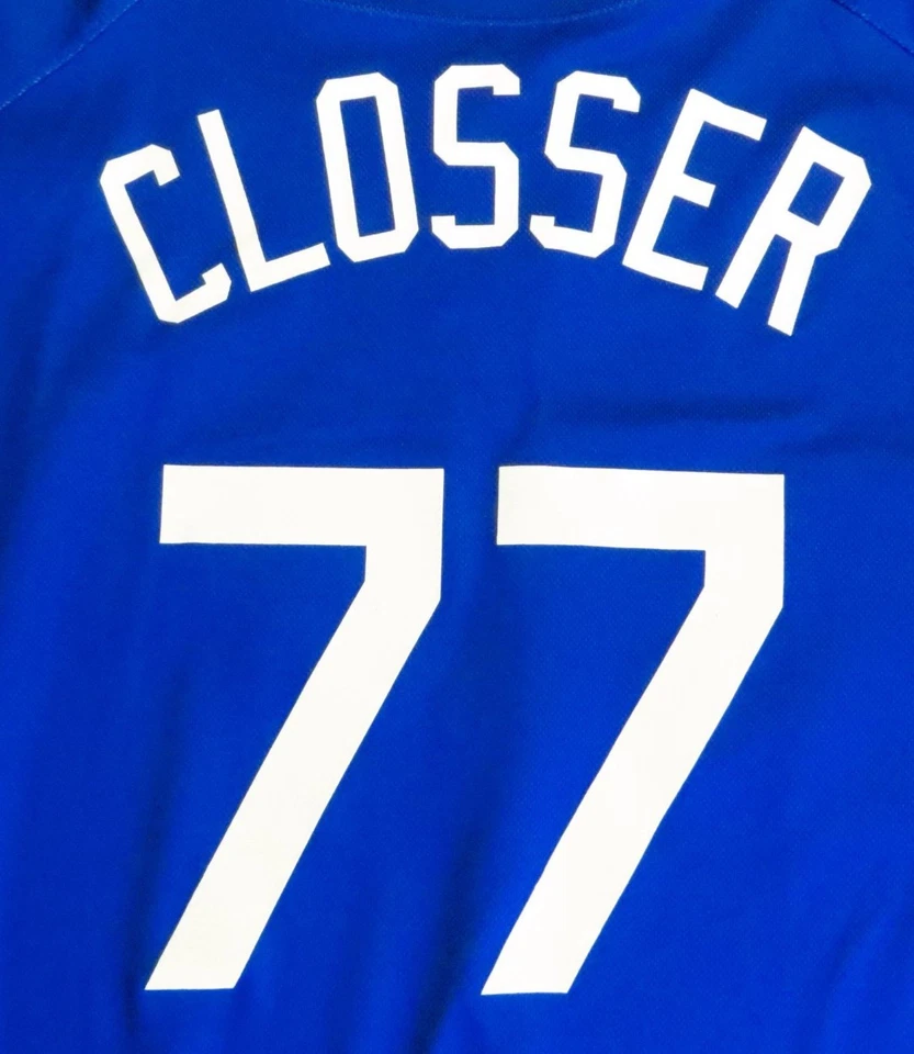J.D. Camiseta de práctica de bateo Closser Team Issue 2010 Dodgers #77 talla 48