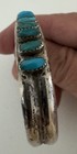 Vintage Navajo Sterling 12 Turquoise Cuff Bracelet Signed — photo 6