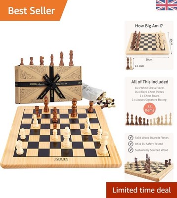 Classic Edition Jaques Schachspiel aus Holz - hochwertiges, manuelles Strategiespiel